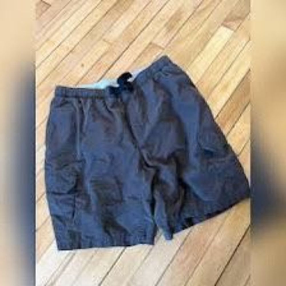 Columbia Mens Sz 2XL Nylon Shorts Navy Elastic Waist Belt Mesh Lining Fishing